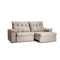 Sofá 3 Lugares Retrátil e Reclinável com USB Flexforma Triton Camurça 230 cm