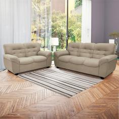 Sofá de 3 e 2 Lugares Linoforte Stillus II com 154 cm e 204 de Larguras e Revestidos em Tecido Suede