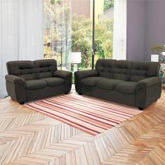 Sofá de 3 e 2 Lugares Linoforte Stillus II com 154 cm e 204 de Larguras e Revestidos em Tecido Suede