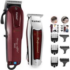 Combo Maquina Cortar Cabelo Kemei 2600 + Acabamento Km 9163