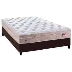 Cama Box Casal: Colchão Molas Plumatex MasterPocket Ensacadas Miami + Base CRC Courano Marrom(138x188)