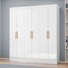Guarda-roupa Casal 6 Portas 2 Gavetas Gliese Espresso Móveis Branco