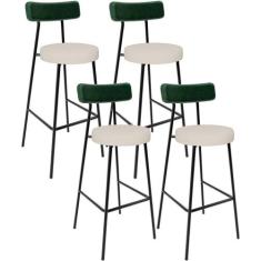 Kit 04 Banquetas Alta Bar Cozinha Sala De Jantar Milão L02 Facto Verde
