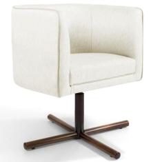 Poltrona Decorativa Giratória Base X Betina D02 Veludo Bege C-309 - Ly