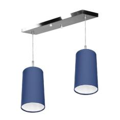 Lustre Pendente Cilindrico Duplo Base Retangular Azul - MARRYLUZ