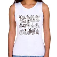 Regata Feminina Bicicletas antigas - Foca na Moda, Branco, G