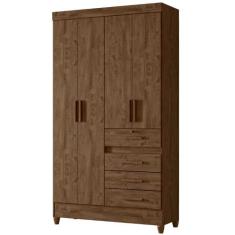 Guarda Roupa Solteiro Sobral 4 Portas Castanho Wood Moval