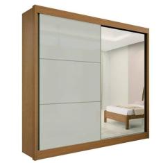 Guarda Roupa Casal Com Espelho 2 Portas 6 Gavetas - Titanium-cinamomo-off White - Móveis D`doro