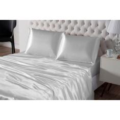 Jogo de lençol cetim casal queen 4 peças cama box seda varias cores - 