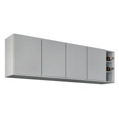 Armário de Cozinha Aéreo Nevada com Nicho 180cm 4 Portas Cinza Claro - Lumil
