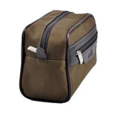 Bolsa / Necessarie ANDRIA em Nylon c/ Couro Galvani, Marrom café