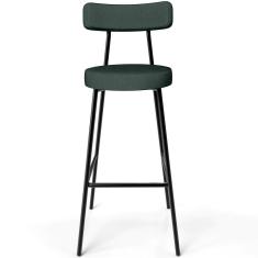 Banqueta Alta Bar Cozinha Sala De Jantar Estrutura Em Aço Milão L02 Linho Verde Musgo - Lyam Decor