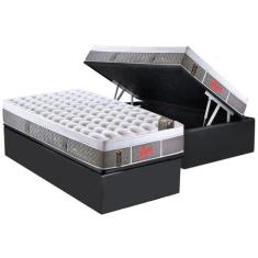 Cama Box Baú Solteiro: Colchão Molas Castor Pocket Light Stress Oxygen