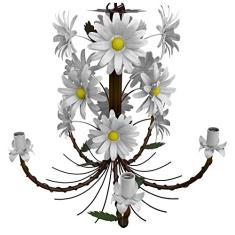 Lustre Artesanal Sala de Jantar Rustico com Flores de Ferro 05 Bocas