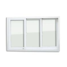 Janela de PVC 120x240cm 3 Folhas com Vidro Liso ITEC Brimak Branco