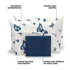 Lençol Casal 6 Pçs Estampado Percal 180 Fios Bainha 40cm altura - Bem 