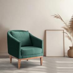 Poltrona Fixa Agatha Tecido Veludo Pés Natural - Sofani