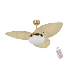 Ventilador De Teto Dourado 3 Pás Palmae Natural 127V