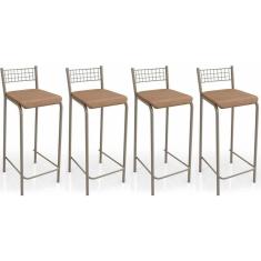 Banqueta De Cozinha Gênova B705 Kit 4 Un Niquel Capuccino