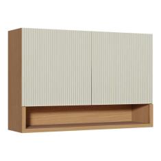 Armário Aéreo Para Cozinha Simone Mendes Com 2 Portas 120cm Carvalho Cinza - Nesher