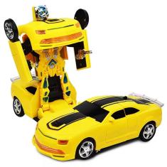 Brinquedo Infantil Carrinho Luz E Som Camaro Que Vira Robô