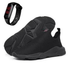 Kit Tenis Esportivo Calce Facil Masculino Academia Com Relogio Digital-Masculino