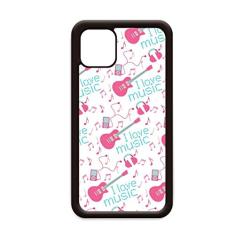 Capa com estampa de música de guitarra rosa azul para iPhone 11 Pro Max para Apple Mobile Case Shell