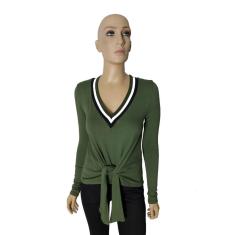 Blusa Manga Longa Acostamento Verde Tam. M-Feminino