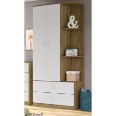 Guarda Roupa de Bebê 2 Portas Sonho Encantado Espresso Móveis Rústico/Branco