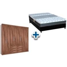 Cama Box Casal + Colchão Class Castor + Guarda Roupa Master 8.6 Demolição
