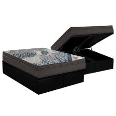 Cama Box Baú Queen: Colchão Molas SuperPocket Ensacadas Ortobom Fort Tech ISO + Base CRC Courano Black(158x198)