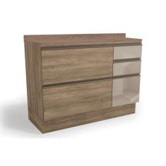 Balcão De Cozinha Maxxi G747 4 Gavetas C/ Vidro E 1 Porta C/tampo 120cm Nogal/nogal - Kappesberg