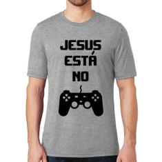 Camiseta Jesus está no controle - Foca na Moda, Cinza, P