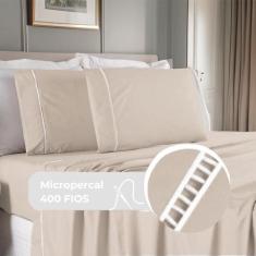 Jogo de Cama Queen 400 Fios Percal 4 Peças Ponto Palito - CASA DONA, B