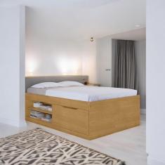 Cama Box Casal Com Sapateira Prateleiras Vanessa Naturalle