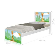 Cama Solteiro Adesivada Safari Girafa