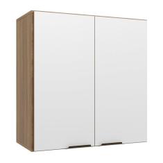 Armário Aéreo para Cozinha 2 Portas Paris Nogal Manchester/ Branco Brilhante