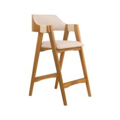 Banqueta Florença Base Amendoa Estofado Linho Areia