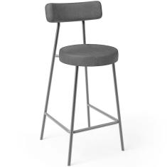 Banqueta Baixa Para Cozinha Sala De Jantar Bar Bancada Milão L02 Couríssimo Preto - Lyam Decor