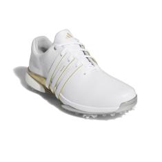 Adidas Tour360 24 Boost Tênis de golfe masculino, Calçado branco/dourado metálico/prata metálico, 45
