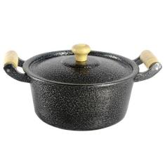 Caçarola Panela Reta Craqueada De Alumínio Alça Madeira 50cm - DIVIFOR