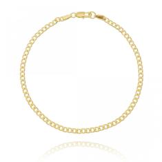 Pulseira Masculina Fina Elo Groumet Folheado Em Ouro 18K