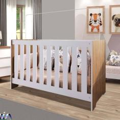 Berço Multifuncional Americano 3 Em 1 74cm X 133cm Nogal Manchester Com Branco Redvers Shop Jm