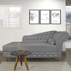 Divã Chesterfield 165 cm Capitonado com Strass Suede M11 - D'Rossi - M