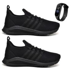 Kit 2 Pares Tênis Masculino Esportivo De Academia Corrida Treino Confortável Leve Macio + Relógio-Masculino