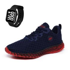 Kit Tênis Masculino + Relógio Quadrado: Conforto e Desempenho para Corridas, Caminhadas e Treinos-Masculino