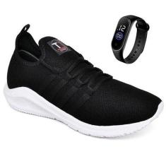 Kit Tênis Esportivo Academia Caminhada Musculação Performance CFT + Relógio-Masculino