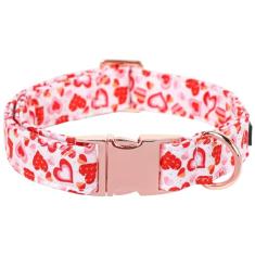 Maca Bates Coleira de Dia dos Namorados Confortável Coração Macio Coleira para Cachorro com Fivela de Metal Ajustável Coleira para Filhote de Dia dos Namorados para Cães Pequenos, Médios e Grandes
