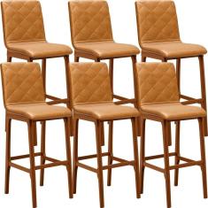 Kit 06 Banquetas Altas Para Cozinha Zoe B04 Whisky