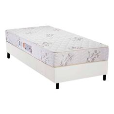 Cama Box Solteiro: Colchão Espuma Luckspuma D45 Gran Luck + Base CRC Courano White(88x188)